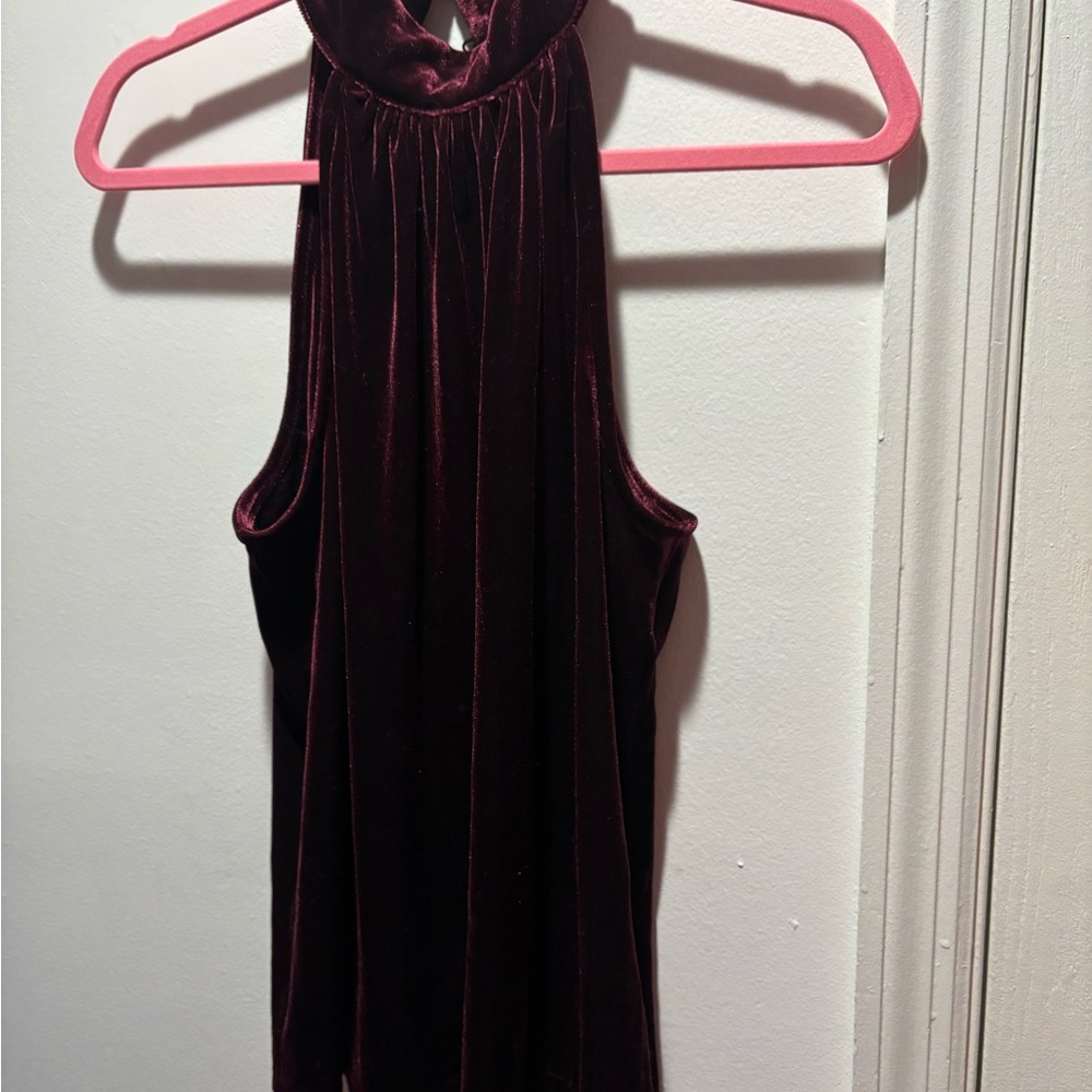 Velvet Halter Top S in Deep Burgundy